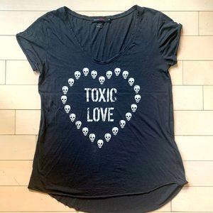 BLACK graphic tee Pima Cotton scoop neck raw hem